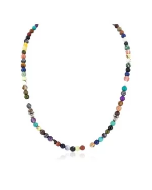 .925 Sterling Silver Certified Authentic Navajo Multicolor Native American Necklace 24516-3