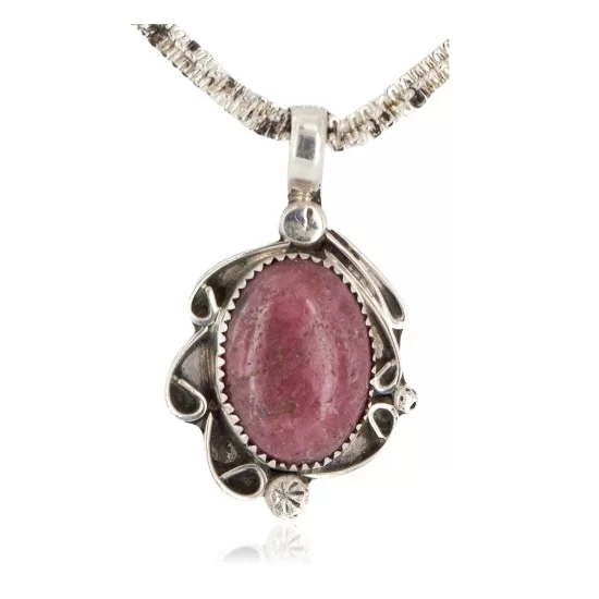 .925 Sterling Silver Certified Authentic Navajo Natural Charoite Native American Necklace 12908-9 .925 Sterling Silver Certified Authentic Navajo Natural Charoite Native American Necklace 12908-9