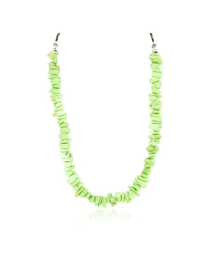 .925 Sterling Silver Certified Authentic Navajo Natural Gaspeite Native American Necklace 18265-1