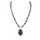 .925 Sterling Silver Certified Authentic Navajo Natural Green Jasper Black Onyx Native American Necklace 25339-3