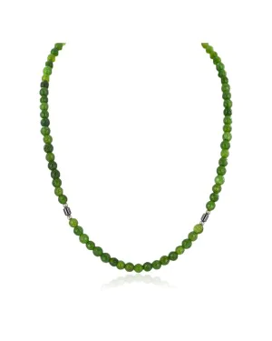 .925 Sterling Silver Certified Authentic Navajo Natural Green Quartz Hematite Native American Necklace 16076-11
