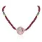 .925 Sterling Silver Certified Authentic Navajo Natural Ruby Opalite Sapphire Jade Hematite Native American Necklace  15768