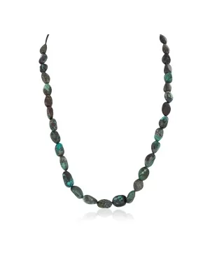 .925 Sterling Silver Certified Authentic Navajo Natural Spideweb Turquoise Native American Necklace 10225-101