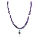 .925 Sterling Silver Certified Authentic Navajo Natural Turquoise Amethyst Native American Necklace  750232-1