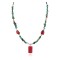 .925 Sterling Silver Certified Authentic Navajo Natural Turquoise Coral Native American Necklace 750225-2
