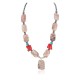 .925 Sterling Silver Certified Authentic Navajo Natural Turquoise Jasper Hematite Coral Native American Necklace 750208-1