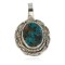 .925 Sterling Silver Certified Authentic Navajo Natural Turquoise Native American Pendant 94001-2