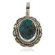 .925 Sterling Silver Certified Authentic Navajo Natural Turquoise Native American Pendant 94001-3