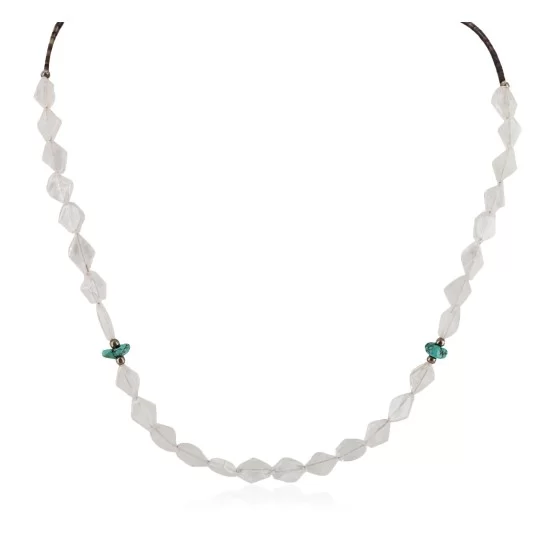 .925 Sterling Silver Certified Authentic Navajo Natural Turquoise Quartz Chain Native American Necklace 15948-1 .925 Sterling Silver Certified Authentic Navajo Natural Turquoise Quartz Chain Native American Necklace 15948-1