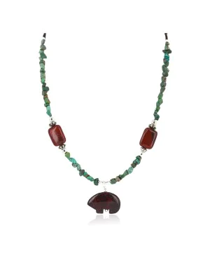 .925 Sterling Silver Certified Authentic Navajo Natural Turquoise Red Jasper Heishi Native American Necklace 750226-6 .925 Sterling Silver Certified Authentic Navajo Natural Turquoise Red Jasper Heishi Native American Necklace 750226-6