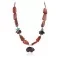 .925 Sterling Silver Certified Authentic Navajo Natural Turquoise Red Jasper Heishi Native American Necklace 750227-5