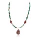 .925 Sterling Silver Certified Authentic Navajo Natural Turquoise Red Jasper Native American Necklace 750225-3