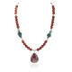 .925 Sterling Silver Certified Authentic Navajo Natural Turquoise Red Jasper Native American Necklace 750231-2