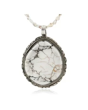 .925 Sterling Silver Certified Authentic Navajo Natural White Buffalo Native American Necklace 13070-15975-8