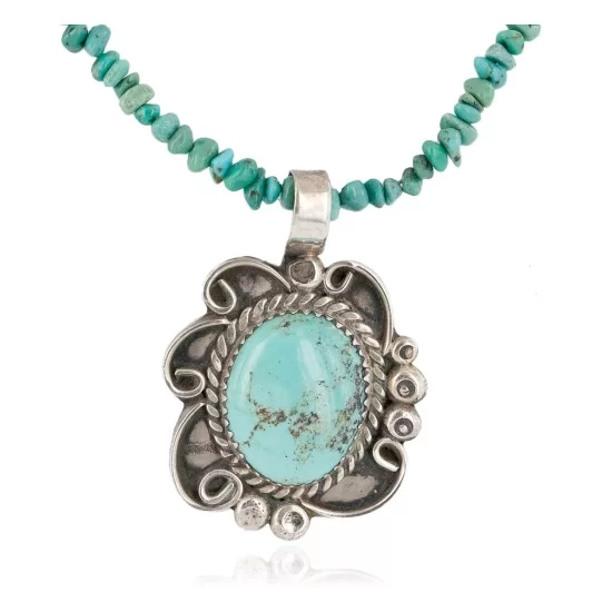 .925 Sterling Silver Certified Authentic Navajo Turquoise Coral Native American Necklace 14764-4-15360 .925 Sterling Silver Certified Authentic Navajo Turquoise Coral Native American Necklace 14764-4-15360