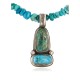 .925 Sterling Silver Certified Authentic Navajo Turquoise Native American Necklace 14476-6-15393