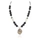 .925 Sterling Silver Certified Authentic Navajo White Howlite Jasper Black Onyx Native American Necklace 24512-6