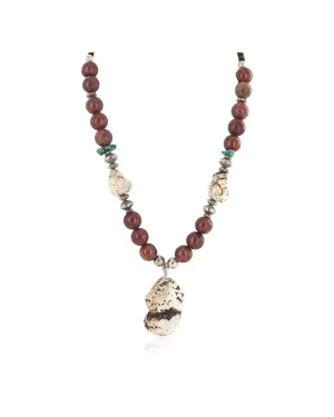 .925 Sterling Silver Certified Authentic Navajo White Howlite Jasper Native American Necklace 750227-2 .925 Sterling Silver Certified Authentic Navajo White Howlite Jasper Native American Necklace 750227-2