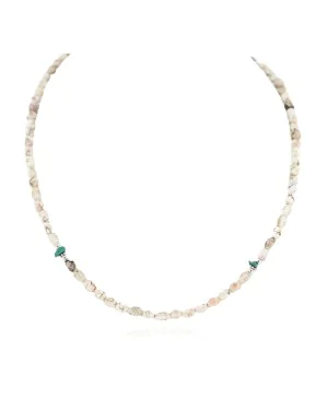 .925 Sterling Silver Certified Authentic Navajo White Howlite Native American Necklace 18288