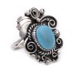 .925 Sterling Silver Flower Certified Authentic Handmade Navajo Native American Natural Turquoise Ring  13225
