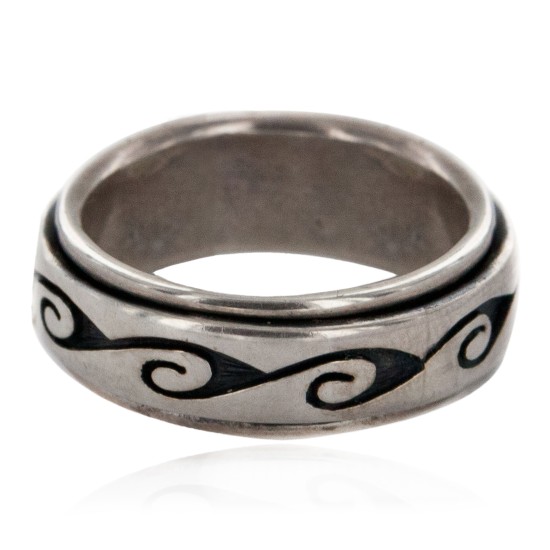 925 Sterling Silver Handmade Certified Authentic Hopi Spinning Native American Ring  16572