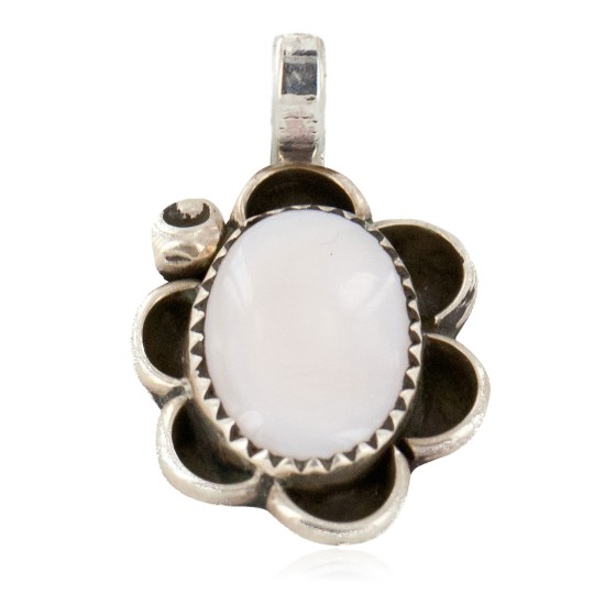 .925 Sterling Silver Handmade Certified Authentic Natural Mother of Pearl Navajo Native American Pendant 16088-10 .925 Sterling Silver Handmade Certified Authentic Natural Mother of Pearl Navajo Native American Pendant 16088-10