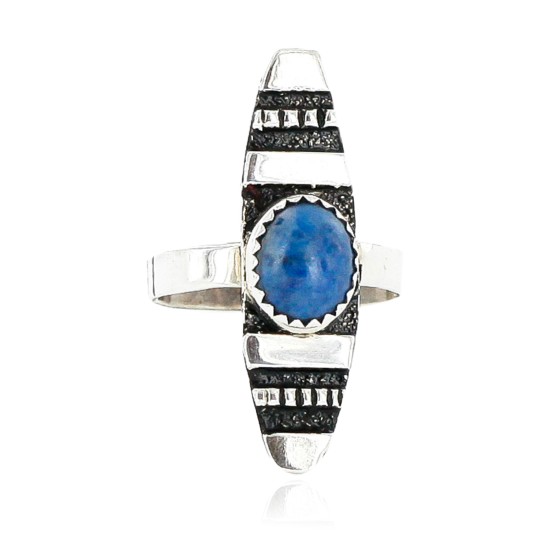 .925 Sterling Silver Handmade Certified Authentic Navajo Lapis Native American Ring  12646-0
