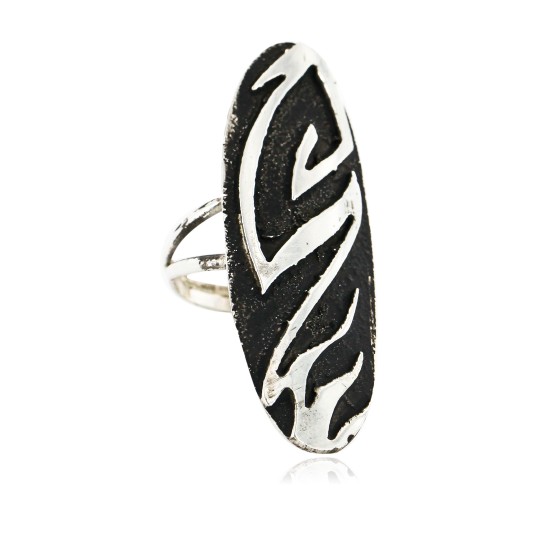 .925 Sterling Silver Handmade Certified Authentic Navajo Native American Ring  26101-2