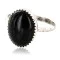 .925 Sterling Silver Handmade Navajo Natural Black Onyx Ring 12574-20