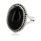 .925 Sterling Silver Handmade Certified Authentic Navajo Natural Black Onyx Oval Native American Ring  16998-2
