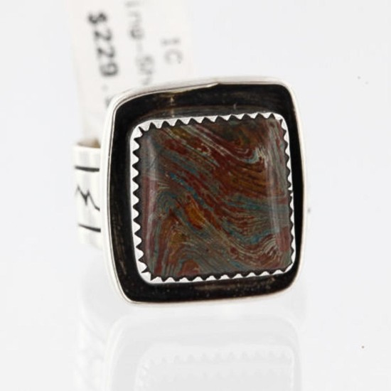 .925 Sterling Silver Handmade Certified Authentic Navajo Natural Jasper Native American Ring  370994218471