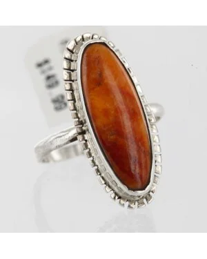 .925 Sterling Silver Handmade Certified Authentic Navajo Natural Spiny Oyster Native American Ring  370995336782