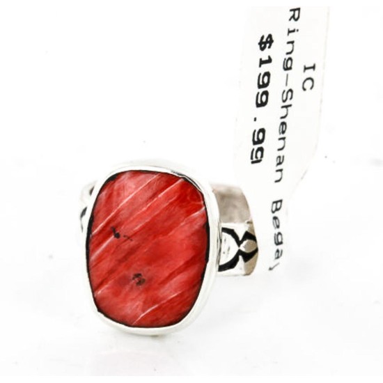 .925 Sterling Silver Handmade Certified Authentic Navajo Natural Spiny Oyster Native American Ring 371058264817 .925 Sterling Silver Handmade Certified Authentic Navajo Natural Spiny Oyster Native American Ring 371058264817