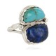 .925 Sterling Silver Handmade Certified Authentic Navajo Natural Turquoise and Lapis Native American Ring  17002-12