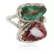.925 Sterling Silver Handmade Certified Authentic Navajo Natural Turquoise and Spiny Oyster Native American Ring  16982-1