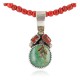 .925 Sterling Silver Handmade Certified Authentic Navajo Natural Turquoise Coral Native American Necklace 14164-12-16083-1