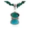 .925 Sterling Silver Handmade Certified Authentic Navajo Natural Turquoise Coral Native American Necklace 24411-6-16075-4