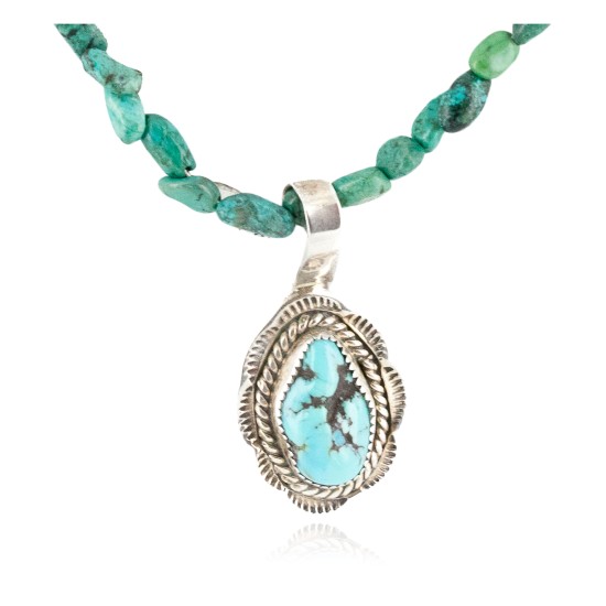 .925 Sterling Silver Handmade Certified Authentic Navajo Natural Turquoise Goldstone Native American Necklace 15065-24-15851 .925 Sterling Silver Handmade Certified Authentic Navajo Natural Turquoise Goldstone Native American Necklace 15065-24-15851
