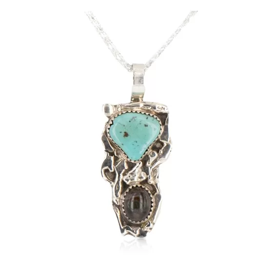 Handmade Natural Turquoise Necklace – 925 Sterling Silver – 270 Carat – 75 Gemstones – Bezel Set Cable Chain