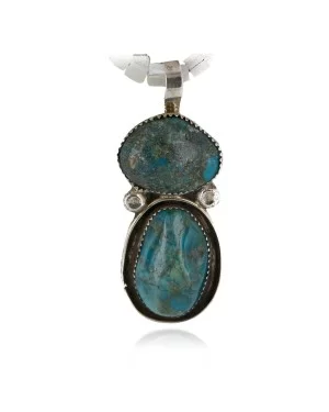 .925 Sterling Silver Handmade Certified Authentic Navajo Natural Turquoise Mother of Pearl Native American Necklace  14464-1-15113