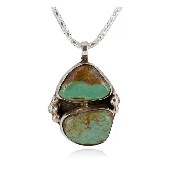 .925 Sterling Silver Handmade Certified Authentic Navajo Natural Turquoise Native American Necklace 12830-3 .925 Sterling Silver Handmade Certified Authentic Navajo Natural Turquoise Native American Necklace 12830-3