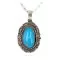.925 Sterling Silver Handmade Certified Authentic Navajo Natural Turquoise Native American Necklace 24384-2