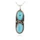 .925 Sterling Silver Handmade Certified Authentic Navajo Natural Turquoise Native American Necklace 24413