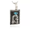 .925 Sterling Silver Handmade Certified Authentic Navajo Natural Turquoise Native American Necklace 24420-6