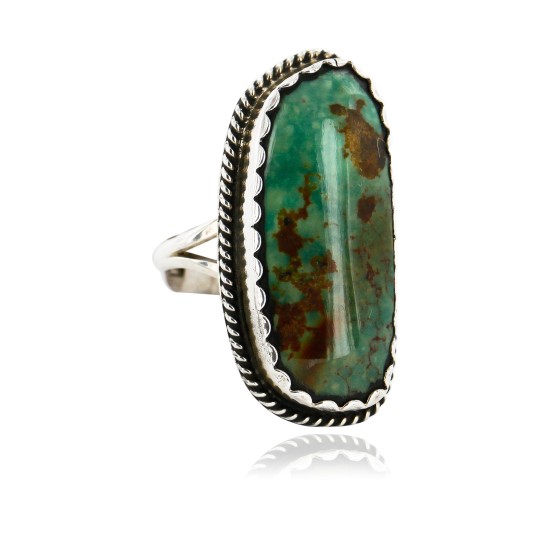 .925 Sterling Silver Handmade Certified Authentic Navajo Natural Turquoise Native American Ring  16741-26