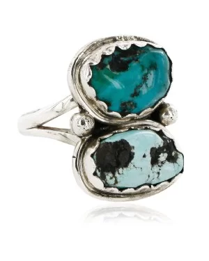 .925 Sterling Silver Handmade Navajo Natural Turquoise Ring 16982-3
