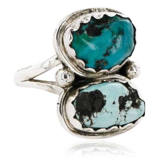 .925 Sterling Silver Handmade Navajo Natural Turquoise Ring 16982-3