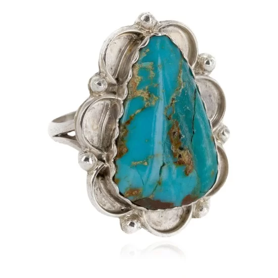 .925 Sterling Silver Handmade Certified Authentic Navajo Natural Turquoise Native American Ring 17003-2 .925 Sterling Silver Handmade Certified Authentic Navajo Natural Turquoise Native American Ring 17003-2