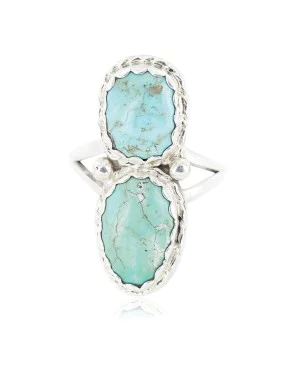 .925 Sterling Silver Handmade Certified Authentic Navajo Natural Turquoise Native American Ring 18187-11