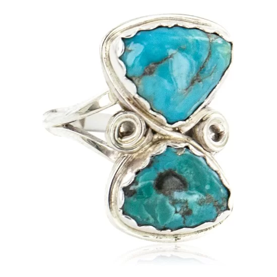 .925 Sterling Silver Handmade Certified Authentic Navajo Natural Turquoise Native American Ring 18187-6 .925 Sterling Silver Handmade Certified Authentic Navajo Natural Turquoise Native American Ring 18187-6